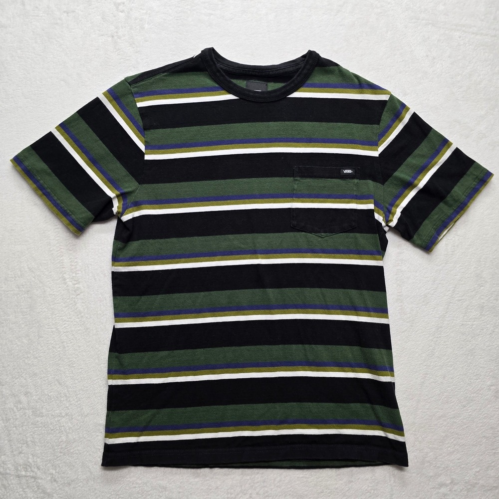 Vans Striped Pocket Tee Streetwear Skate Green Black XL